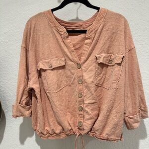 We The Free Pale Coral Button-Down Shirt